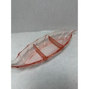 Vintage Heisey Flamingo Pink Twisted Leaf Divided Relish Appetizer Dish‎ 13"
